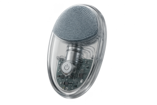 Innovative transparent sonic facial cleanser isolated with no background