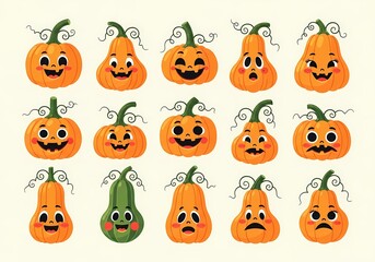 Cute halloween pumpkins vector illustration seamless pattern spooky october art