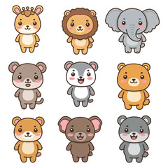 Obraz premium Cute Cartoon Jungle Animals