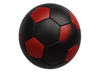 Fototapeta premium Soccer ball spinning, classic red and black design, transparent background enabling seamless graphic integration