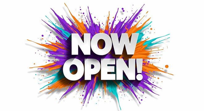 Now Open Splash Background Colorful Illustration - Powered by Adobe