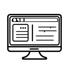 Remote workstation icon, Monitor screen with website layout in minimalist design for digital projects and presentations