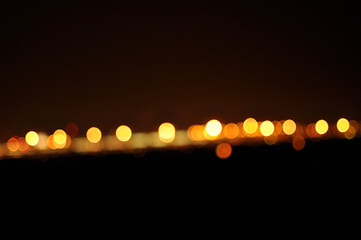 City Bokeh Lights in a Line at Night