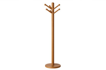 Minimalist wooden coat rack isolated on transparent background, perfect for organizing clothes in a stylish and functional way