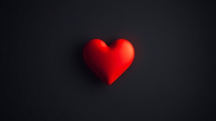A glowing red heart shape floats against a dark textured background with warm edges and soft lighting.