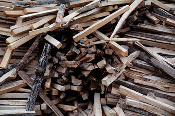 Firewood stack of natural wood background
