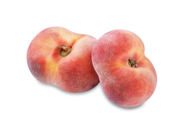 Fresh raw peaches on a white isolated background