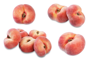 Fresh raw peaches on a white isolated background