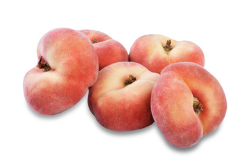 Fresh raw peaches on a white isolated background