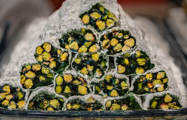 Selection of turkish delight candy at the Egyptian Bazaar, Istanbul, Turkey