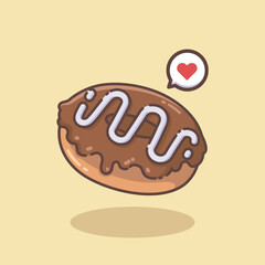 Chocolate Donut Vector Illustration. Isolated Cartoon Food Object Icon
