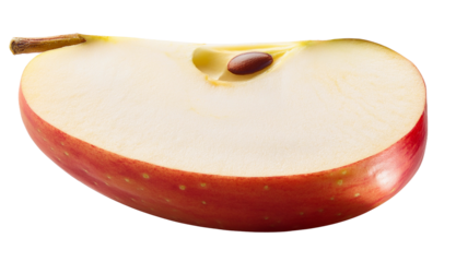 Rodaja de manzana voladoras en fondo	