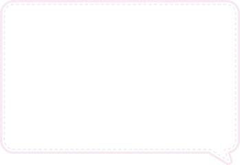 This image shows an empty speech bubble with rounded corners. The bubble has a light pink, dashed outline and a slightly darker pink solid border around it.