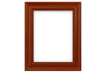 Empty wooden picture frame with transparent background, perfect for showcasing artwork or photographs