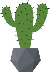 Minimalist Flat Vector Cactus in Geometric Pot