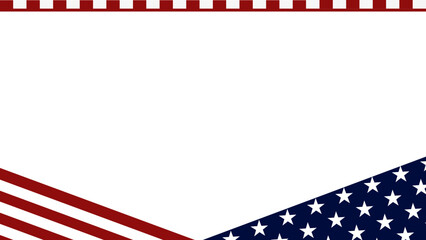 American flag-themed border design featuring red and white stripes, and blue with white stars. A patriotic layout suitable for presentations, invitations, or social media posts.