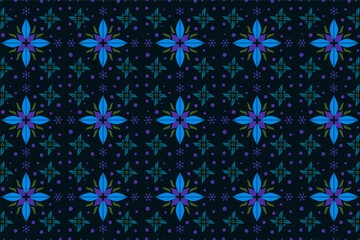 Floral decorative pattern with blue flowers