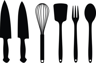 Symmetrical Kitchen Utensils Silhouette