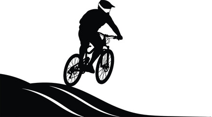 Dynamic Mountain Biker Jump Silhouette Vector