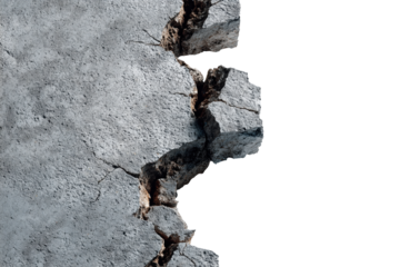 Cracked asphalt and concrete edge textures PNG with a transparent background

