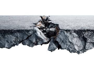 Cracked asphalt and concrete edge textures PNG with a transparent background

