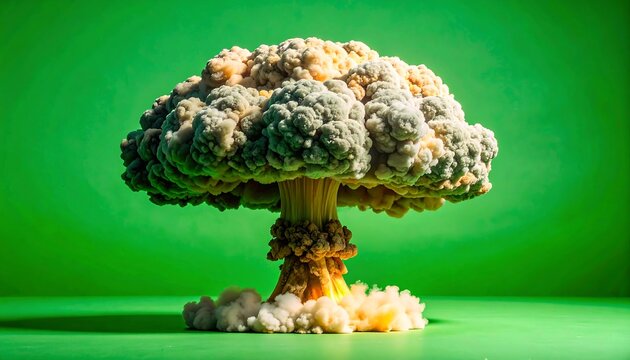Exploded vegetable, vibrant green backdrop - Powered by Adobe
