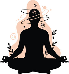 Minimalist Meditation Silhouette with Abstract Thoughts