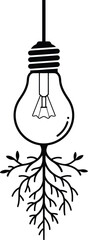 Hanging Lightbulb Growing Roots Silhouette