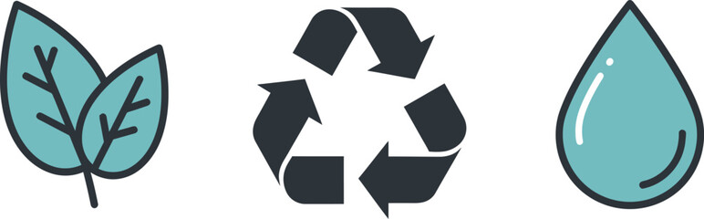 Minimalist Eco Icons Grid Vector