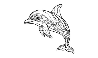 Fototapeta premium Dolphin t shirt design silhouette and vector line art Elegant Dolphin Line Art for Beachwear, Posters, and Creative Projects