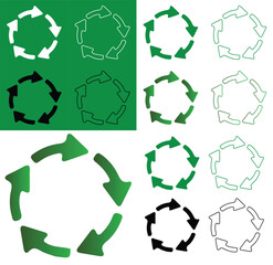 Comprehensive Recycling Arrow Hexagon Icon Set: Diverse Styles for Sustainability and Circular Economy Graphics