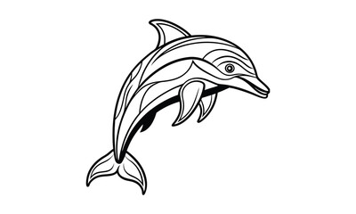 Naklejka premium Dolphin t shirt design silhouette and vector line art Elegant Dolphin Line Art for Beachwear, Posters, and Creative Projects