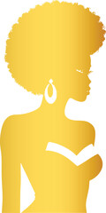 Golden Afro Woman Silhouette Art Vector

