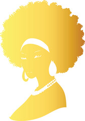 Golden Afro Woman Silhouette Vector Illustration

