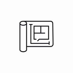 architecture paper plan icon sign vector