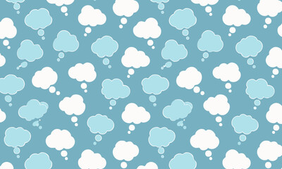 Cute Thought Bubble and Cloud Seamless Pattern