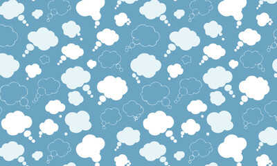 A cute and playful seamless pattern featuring cartoon thought bubbles or soft clouds