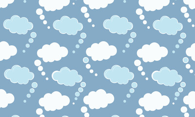 Cute Thought Bubble and Cloud Seamless Pattern
