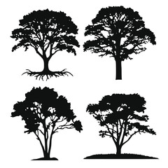 Obraz premium Collection of Detailed Tree Silhouettes.