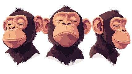 Adorable Monkey Expressing Emotions Vector Set