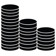 Three stacks of coins in ascending order of height