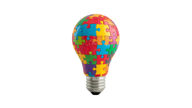 Puzzle Lightbulb Isolated on Transparent Background PNG