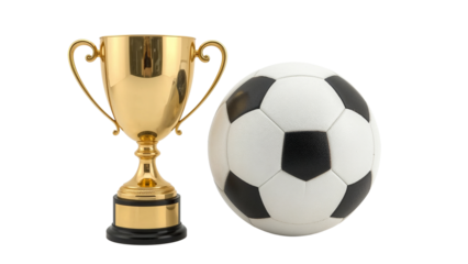 Soccer Trophy and Ball Isolated on Transparent Background PNG
