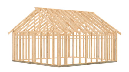 Wooden House Frame Isolated on Transparent Background PNG