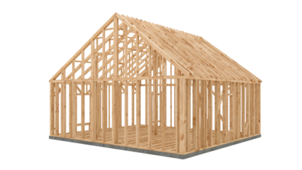 Wooden House Frame Isolated on Transparent Background PNG