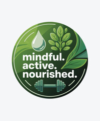 Green circular logo showcasing mindful, active, and nourished lifestyle