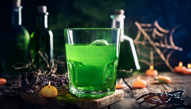 a spooky halloween elixir a green potion drink for a halloween party