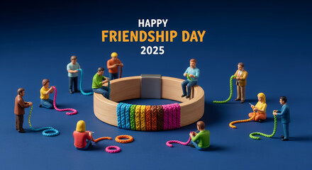 Cute and colorful illustration of Happy Friendship day 2025 banner with minimalistic elements