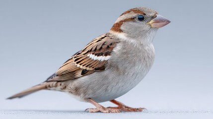 Detailed Close-Up of a Male House Sparrow Perched in Tranquil Setting