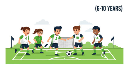 Fototapeta premium Enthusiastic Young Soccer Players Having Fun During a Game On the Field